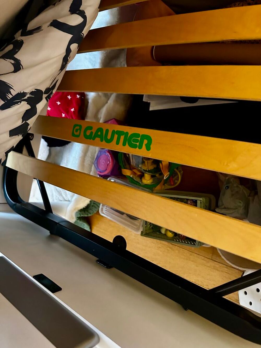 Lit Gautier 90x200 + sommier &agrave; lattes Meubles
