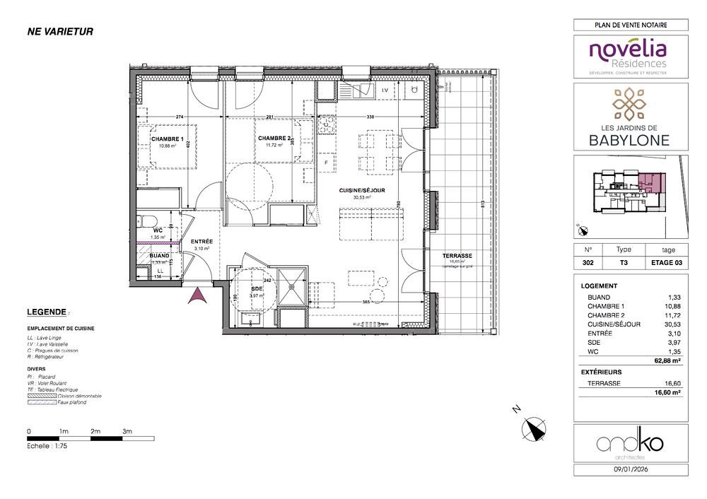 Vente Appartement NOUVEAU ! LES JARDINS DE BABYLONE  PETIT IMMEUBLE NEUF AU CALME ET AU COEUR DE SAINT JEAN DE MAURIENNE Les T3 très ensoleillés, d'une surface habitable entre 62 et 67 m2, disposent en plus, d'un grand balcon ou d'une terrasse Saint-jean-de-maurienne