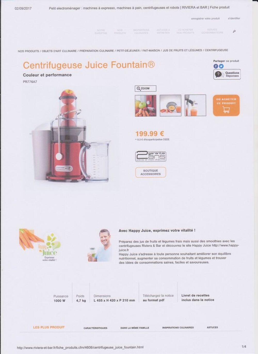 centrifugeuse rouge Electroménager