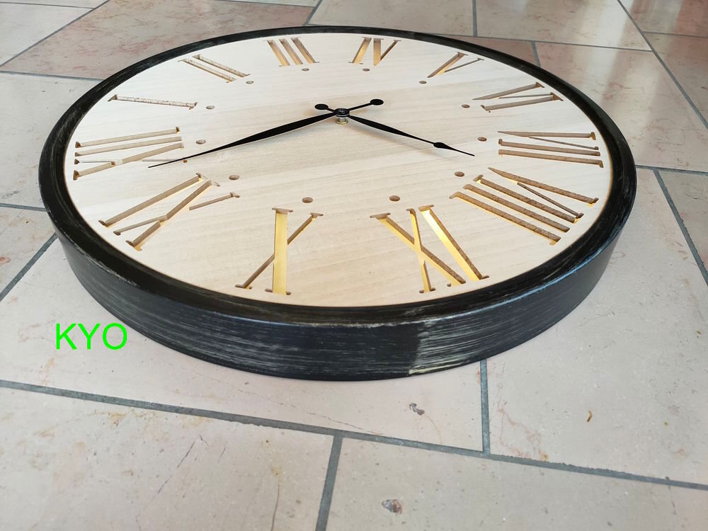 Grande Horloge murale industrielle chiffres romains LED 60cm Décoration