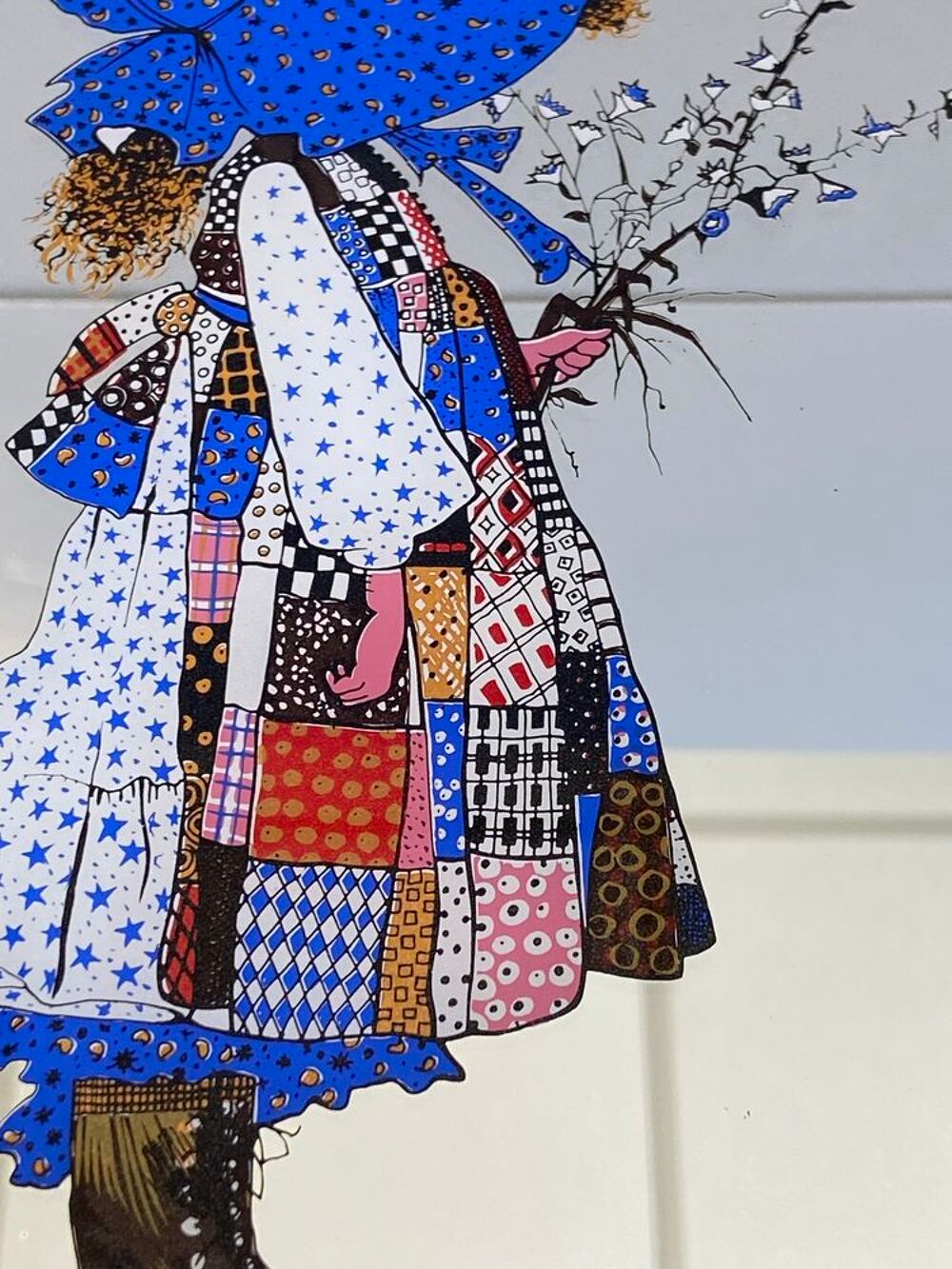 Ancien Cadre Miroir Vintage Sarah Kay Holly Hobbie 1970 Décoration