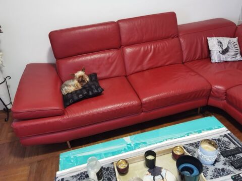 Canapé d angle en cuir couleur rouge 300 Dunkerque (59)