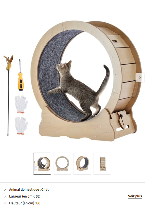 Roue d'exercice pour chat (750mm) 115 59320 Haubourdin
