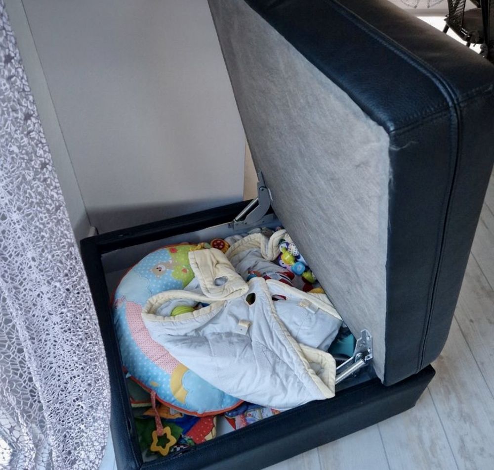 Fauteuil / Pouf Similicuir Noir Meubles