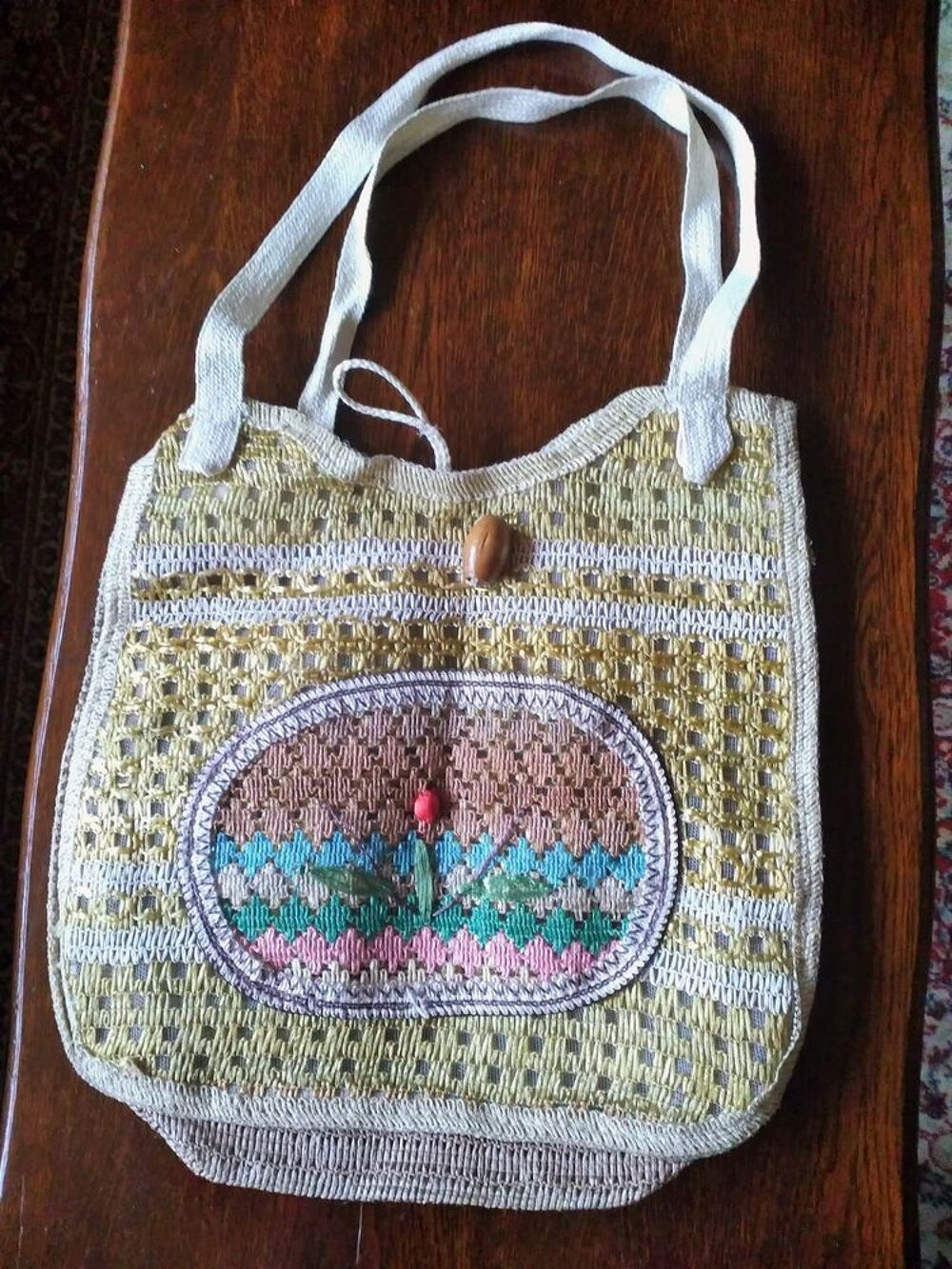 sac en paille jaune avec motifs Maroquinerie