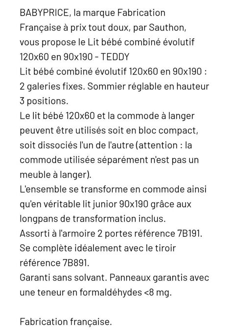 Lit evolutif baby price 200 Bagnols-sur-Cèze (30)