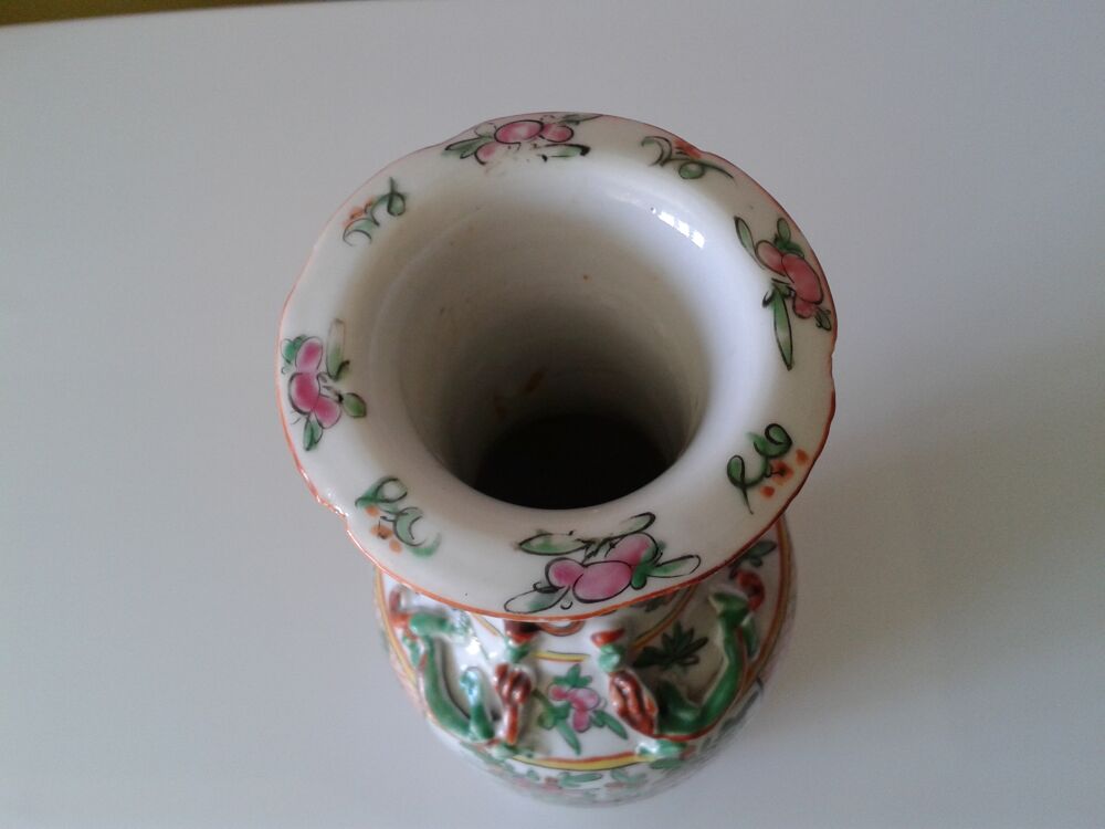 Vase canton chinois en porcelaine XX&egrave;me Décoration