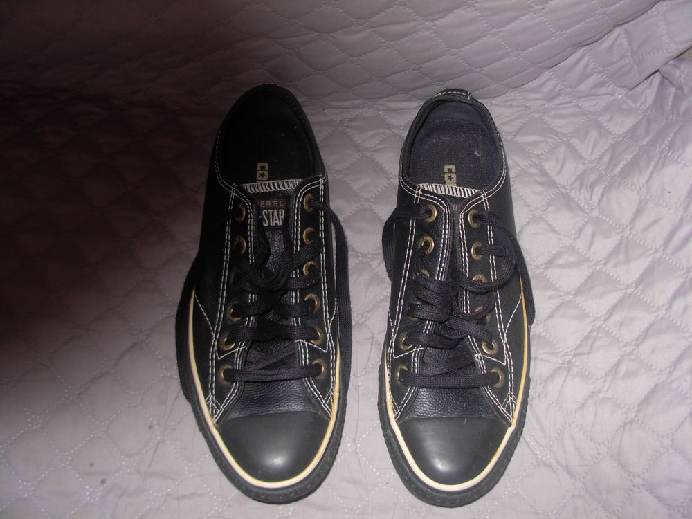 Converses homme p 41 (7 1/2) cuir noir basse lacets ALL*STAR Chaussures