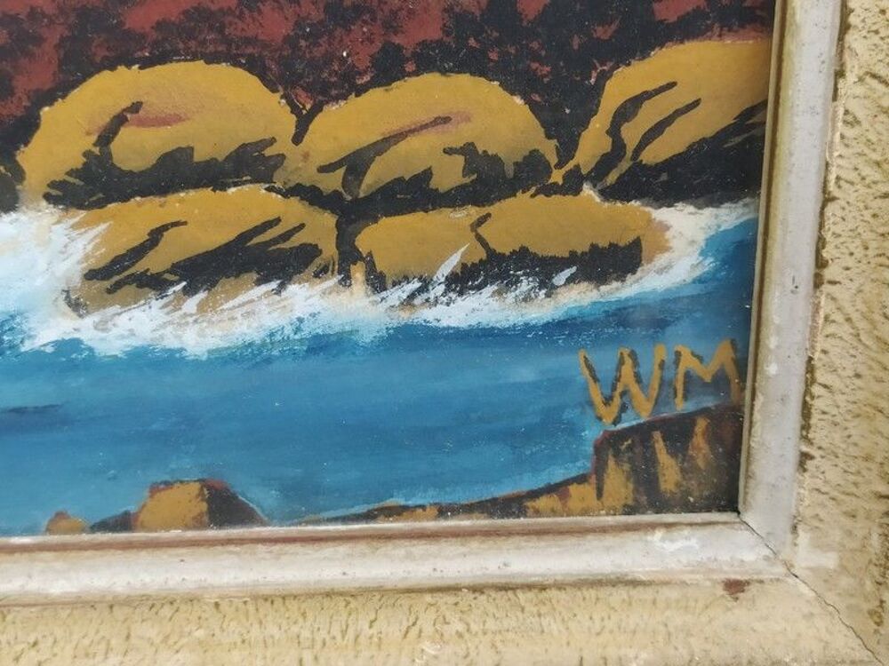 Tableau Marine Penmarch Rocher des Naufrag&eacute;s Sign&eacute; WM 