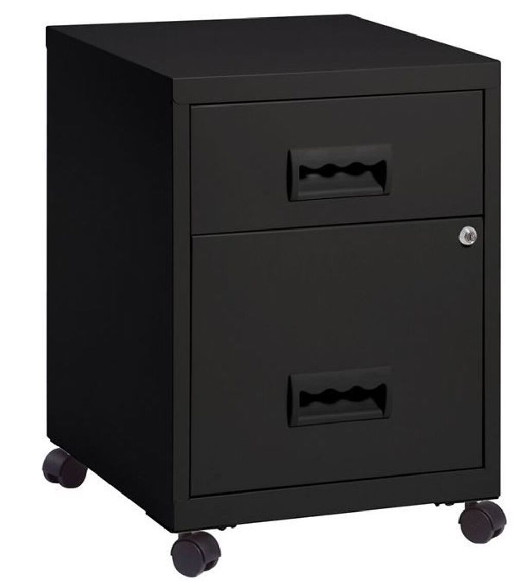 2 caissons de rangement en fer 2 tiroirs (1noir + 1 bleu) Meubles
