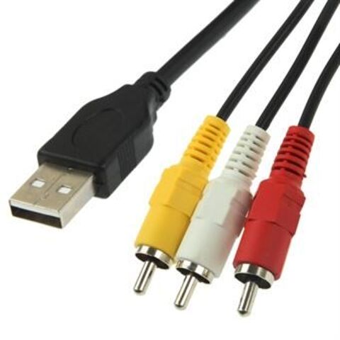 C�ble USB m�le vers 3 RCA m�les, r�partiteur audio vid�o 5 Versailles (78)