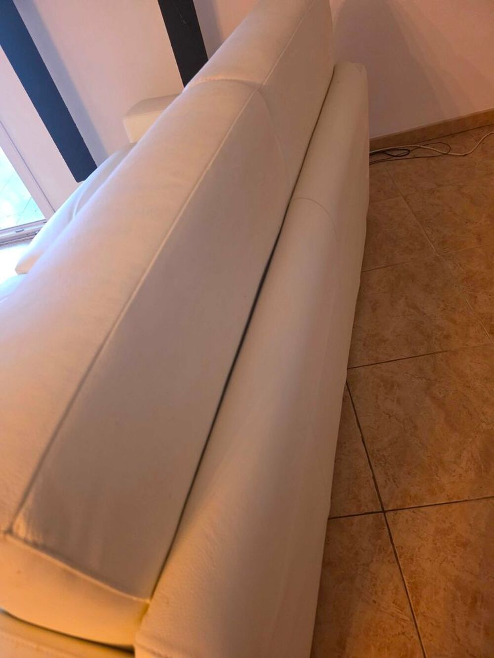 canape lit cuir blanc 3 places Meubles