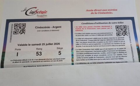 Billet Cinéscenie 25 juillet 40 Les Herbiers (85)