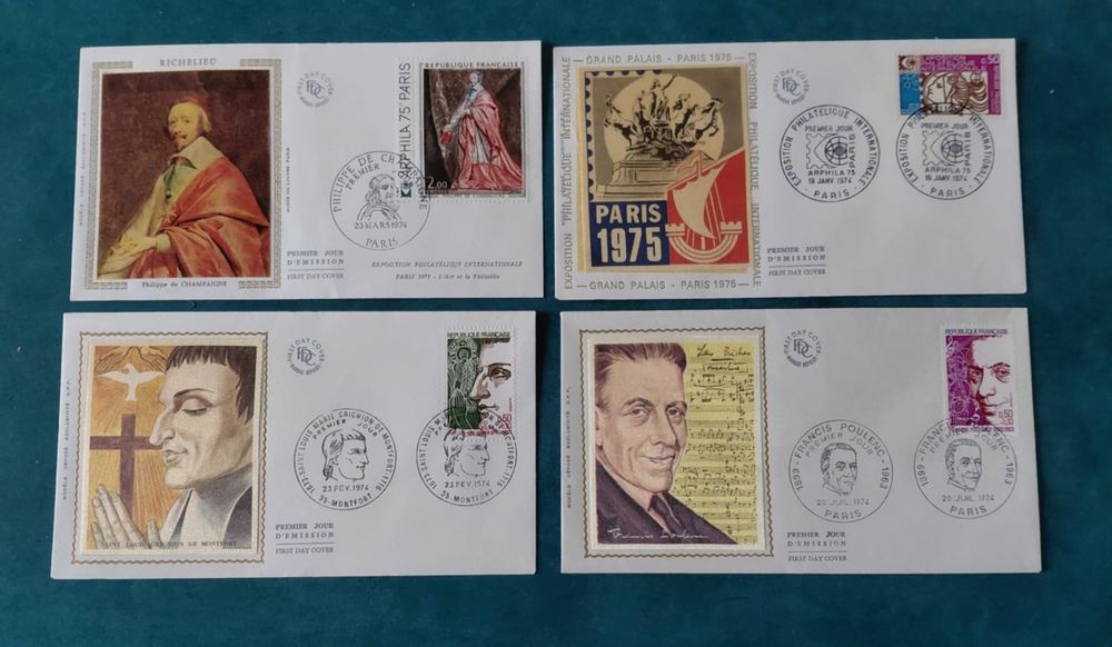 39 ENVELOPPES 1 ER JOUR ANNEE 1974 