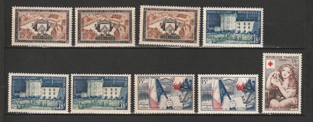 Timbres Neufs ANNEE 1954 en triple 