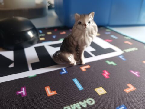 Figurine de Chat en C�ramique Gris et Blanc 3 Thourotte (60)