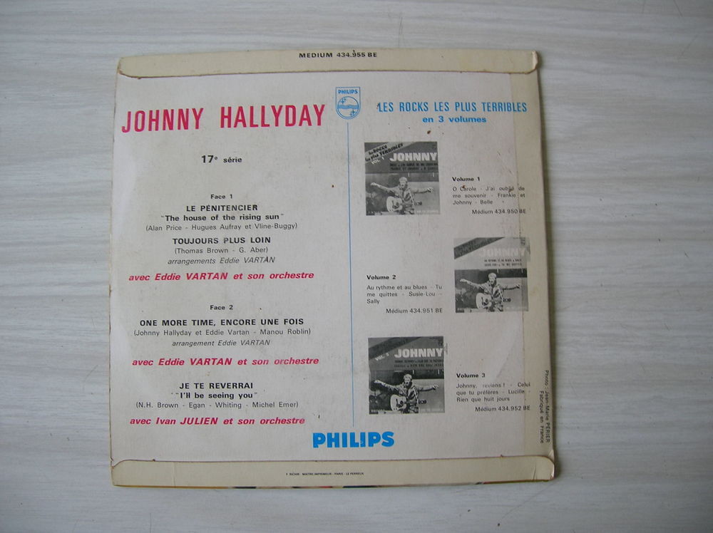 EP JOHNNY HALLYDAY Le p&eacute;nitencier (Pochette regard droit) CD et vinyles