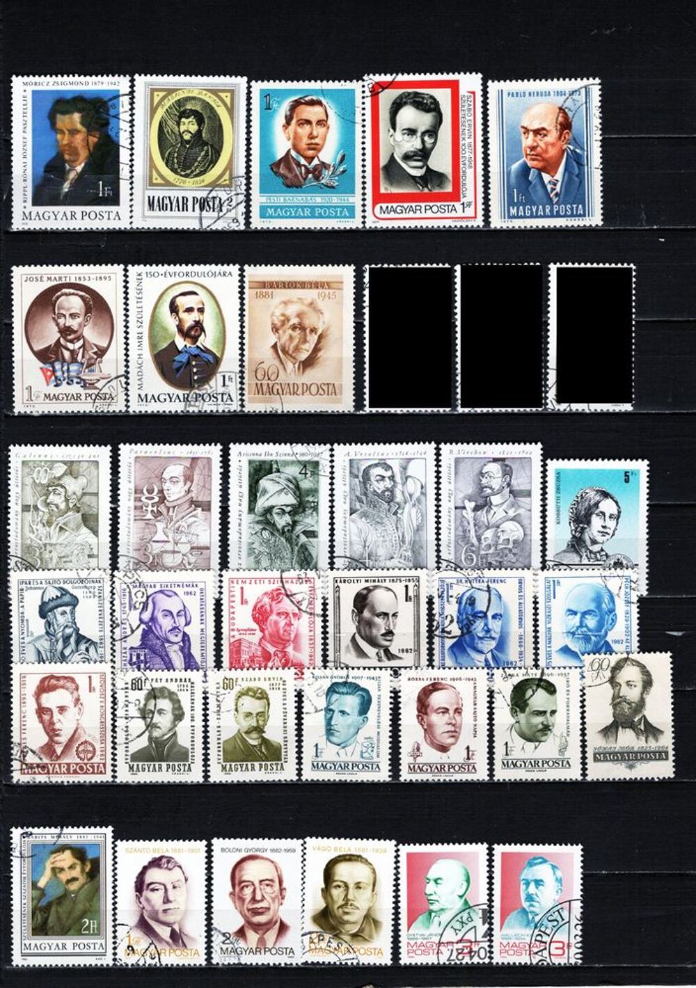 lot de 75 timbres de HONGRIE avec des PERSONNALITES 