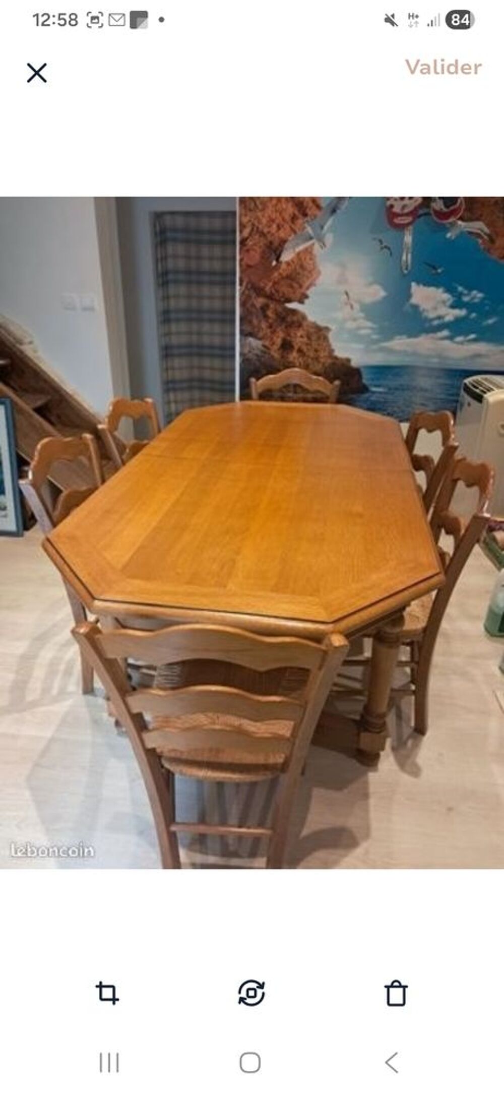 Ensemble en ch&ecirc;ne table salon + 5 chaises Meubles