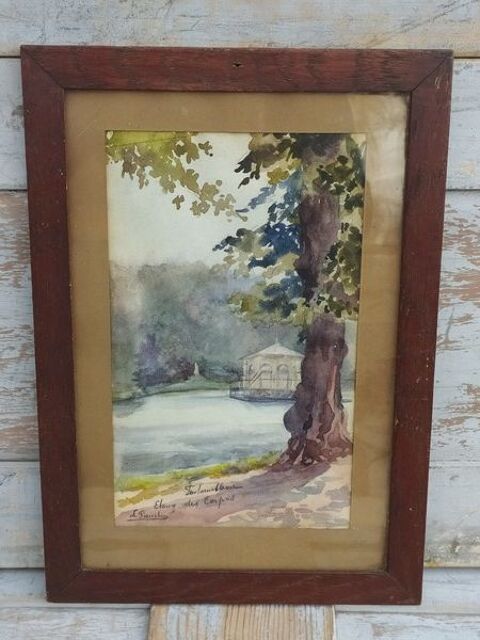 Tableau Aquarelle Fontainebleau �tang des Carpes 85 Loches (37)