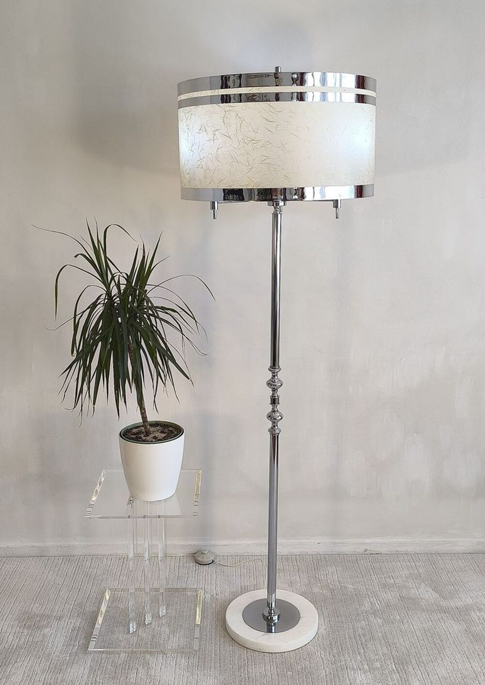 Magnifique lampadaire Italien 70's chrom&eacute; 3 feux Dcoration