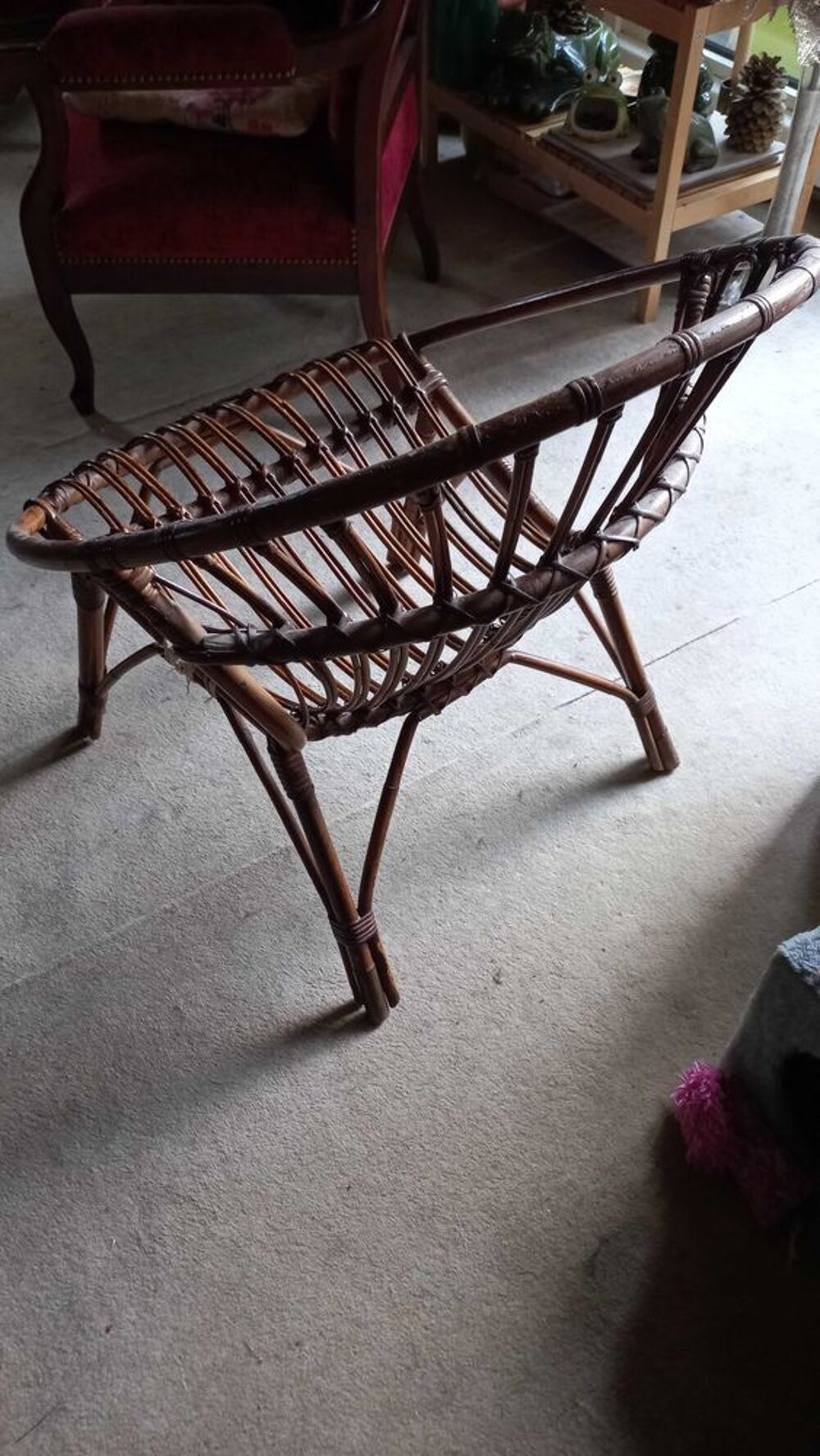 fauteuil en rotin vintage ann&eacute;es 80 Meubles
