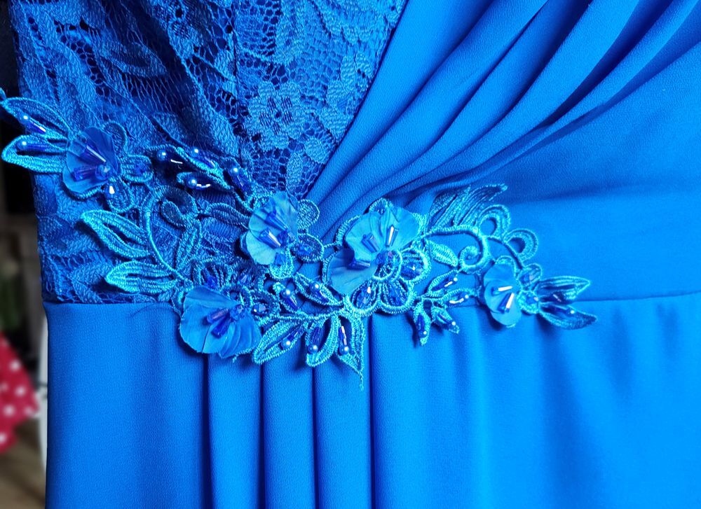 Robe soir&eacute;e droite habill&eacute;e bleu gitane T 46 bleu gitane Vêtements
