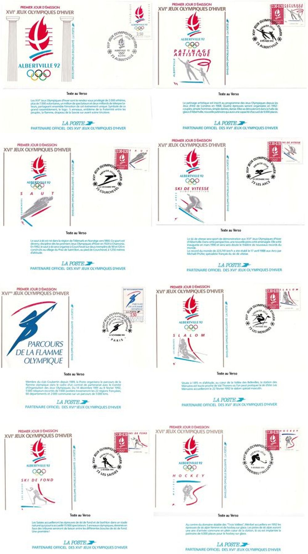 Lot de 18 enveloppes et cartes postales J.O d'hiver &agrave; Albert 