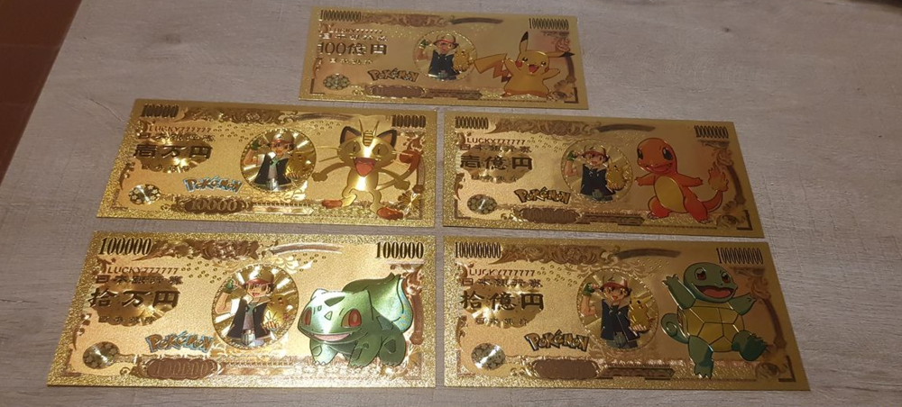 Lot de 5 Billets couleur or, de Pokemon Go Jeux / jouets
