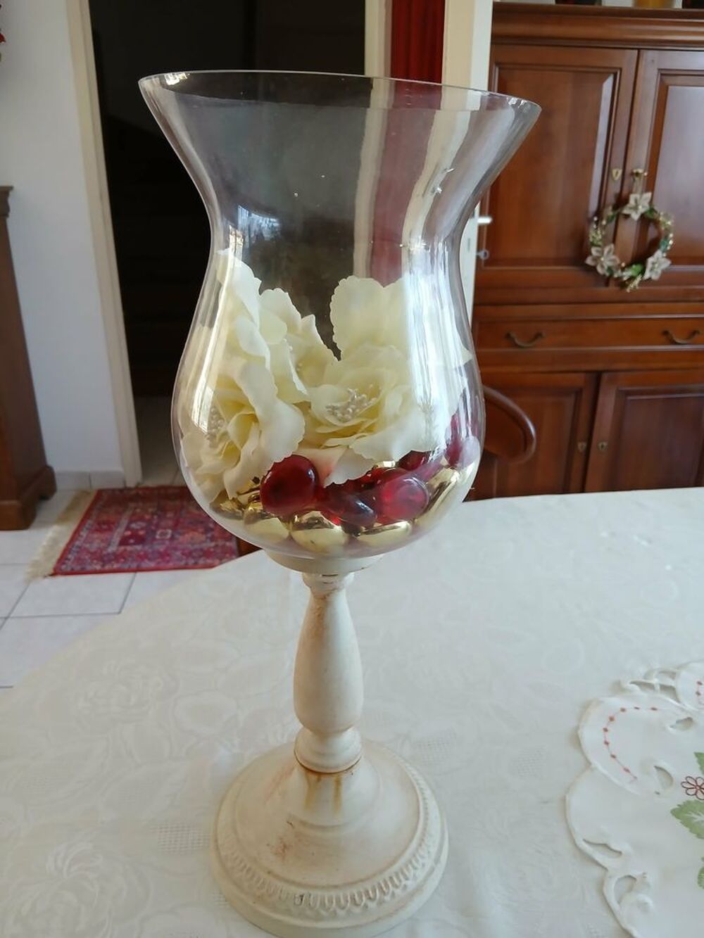  Grand vase photophore ancien forme tulipe verre N&deg; 1451 Décoration