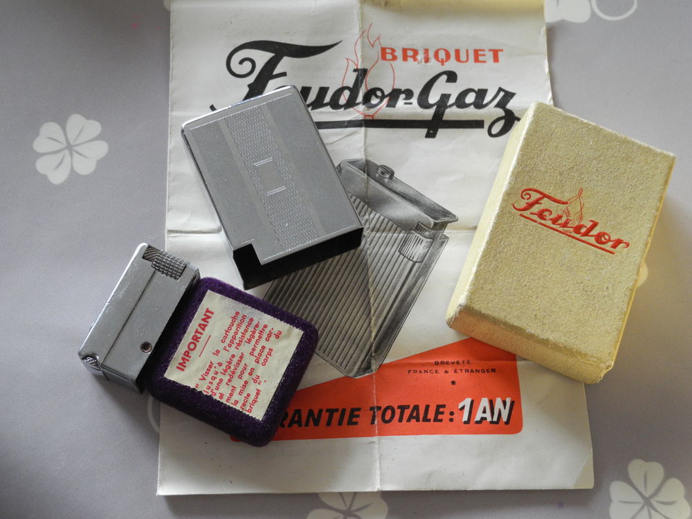 Briquet FEUDOR made in France, boite d'origine et notice 