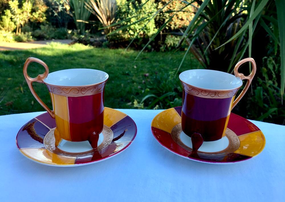 Duo de tasses &agrave; caf&eacute; baroques, Vintage, &Eacute;tat neuf Cuisine