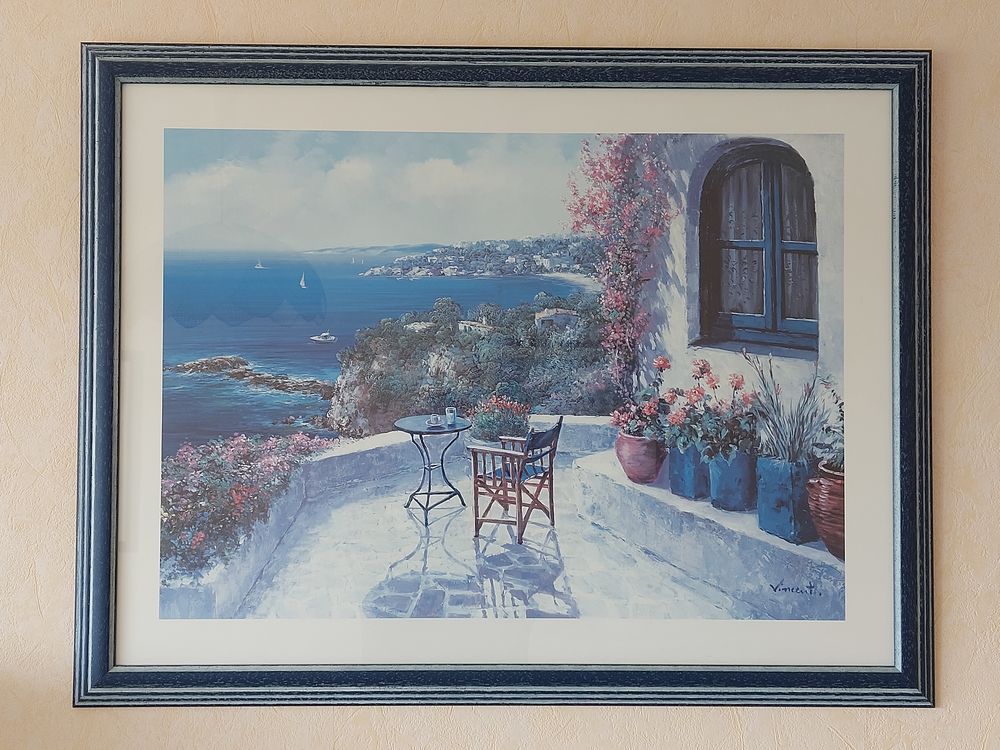 5 grands cadres avec verre et gravures Provence Décoration