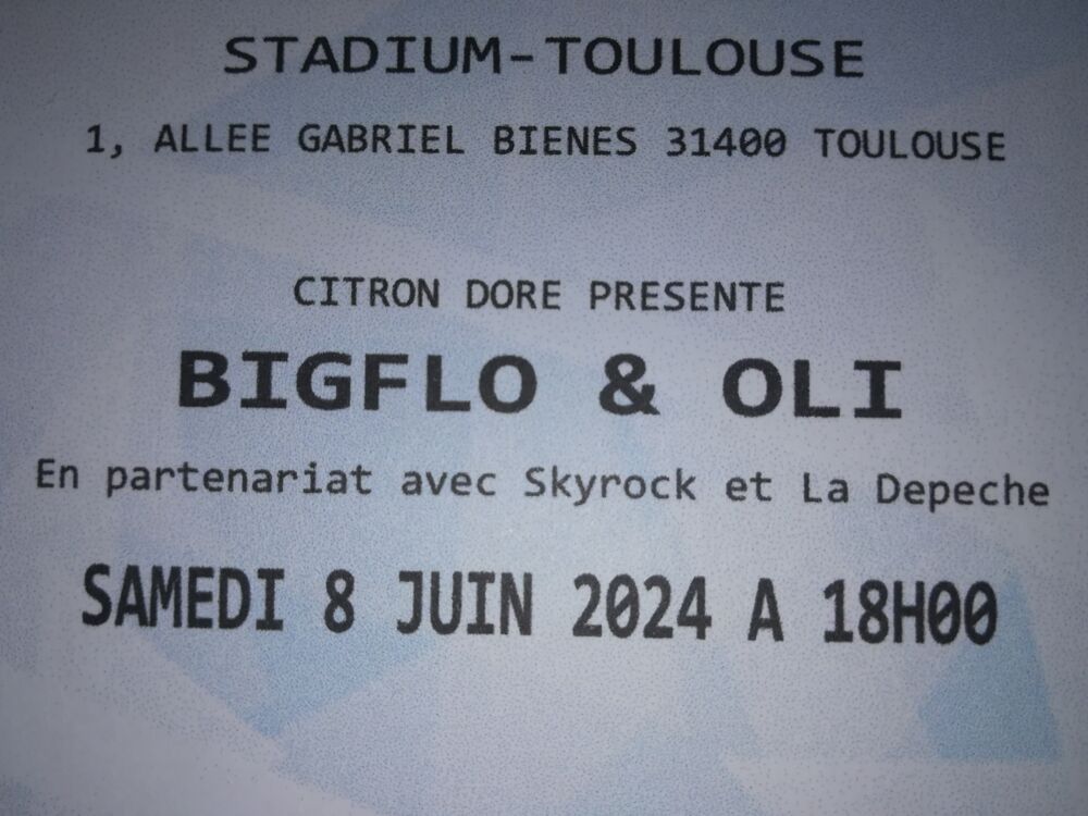 2 places Bigflo et Oli 8 juin Billetterie
