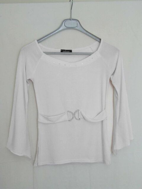 Tee-shirt pr�s du corps encolure bateau CALINEX PARIS Blanc 3 Bagnolet (93)