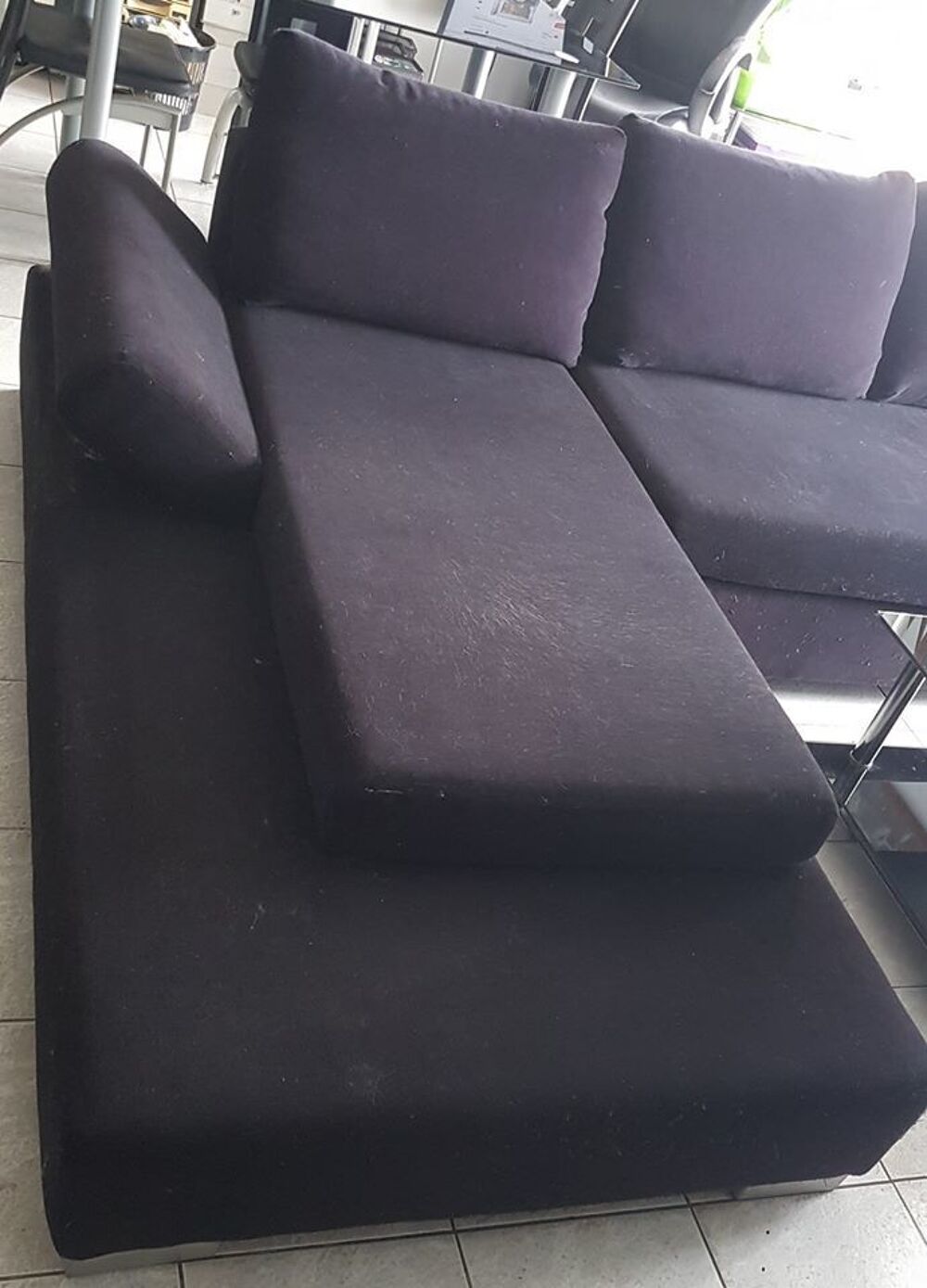 Canap&eacute; d'angle design en tissu noir Meubles
