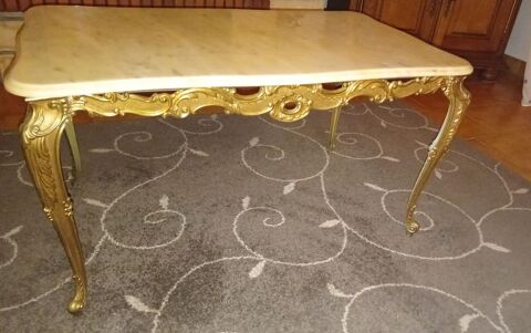 Jolie table basse de salon en fer forg dor & dessus marbre 35 Olonne-sur-Mer (85)