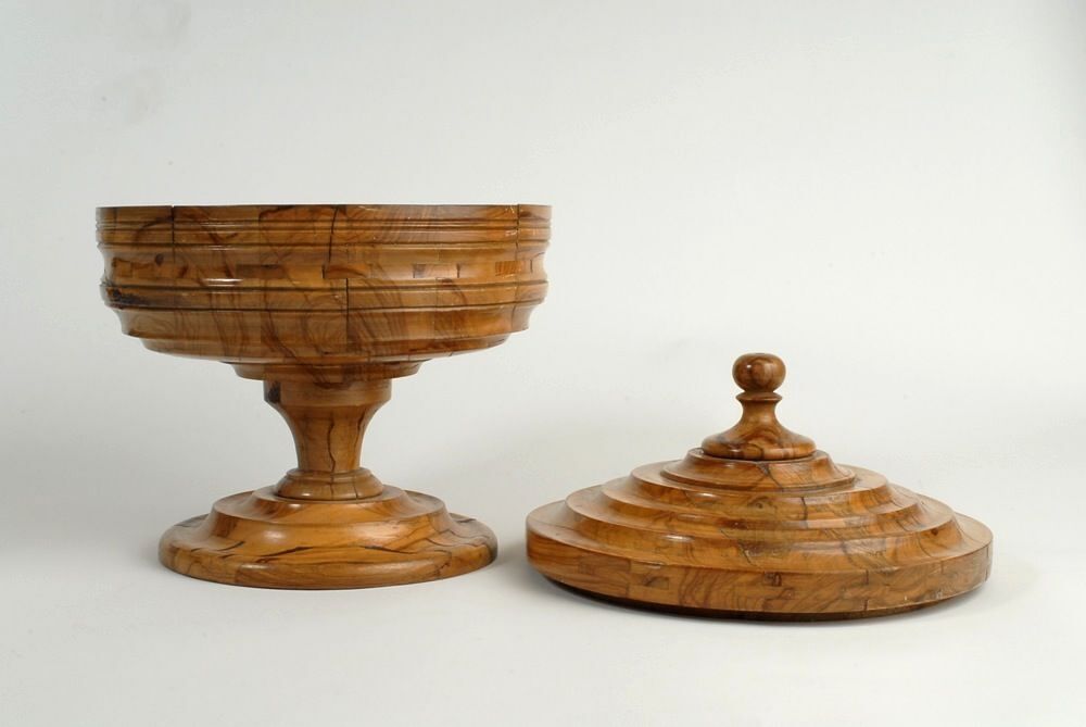 Magnifique coupe en bois d'olivier-Artisanat de Toscane ITAL Décoration