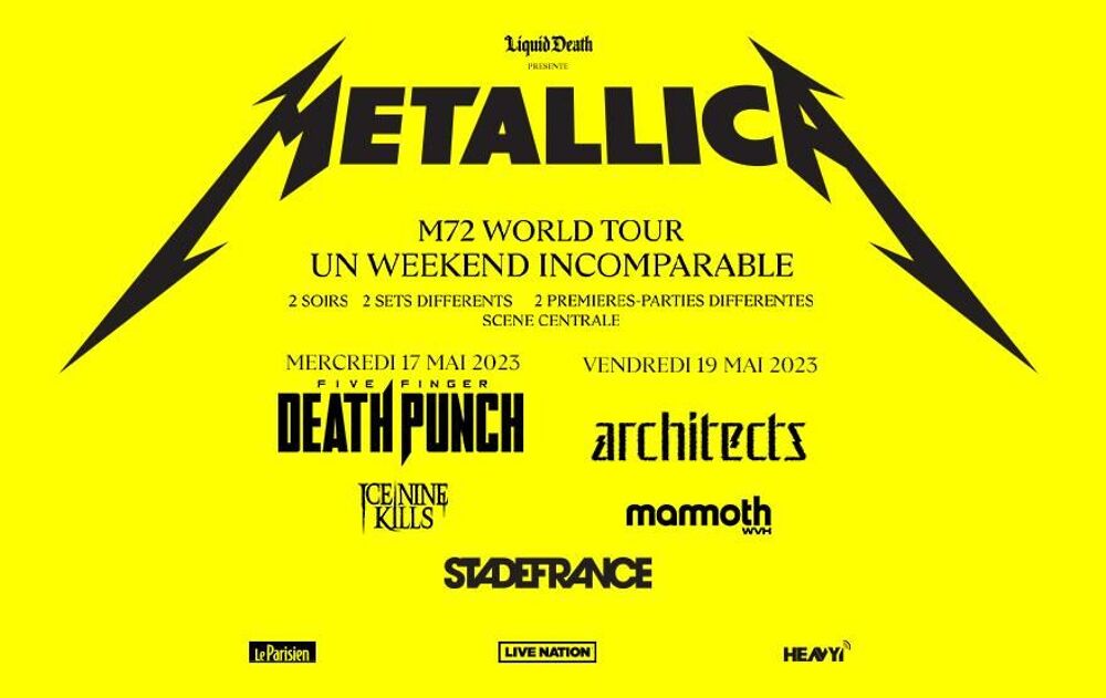 Billet de concert pour METALLICA Billetterie
