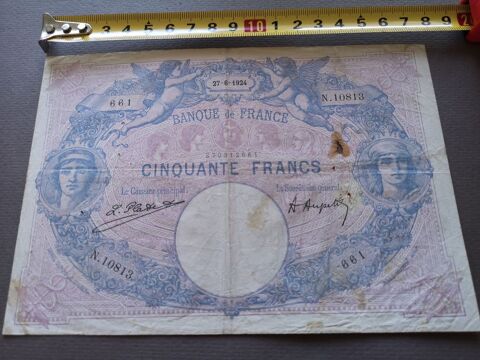 billet de banque de France du 26 6 1924 billets bleu et rose d'poque  l'poque je crois que c'tait des Francs Or 60 Saint-Pierre (97)