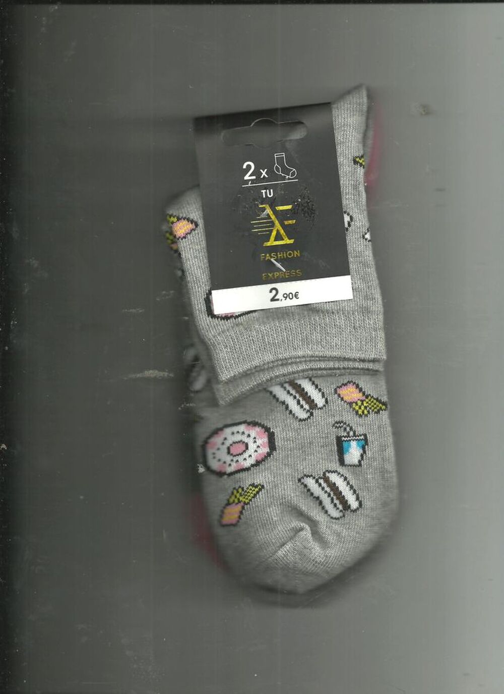 SOCQUETTES GRIS/ROSE NEUF Vêtements enfants