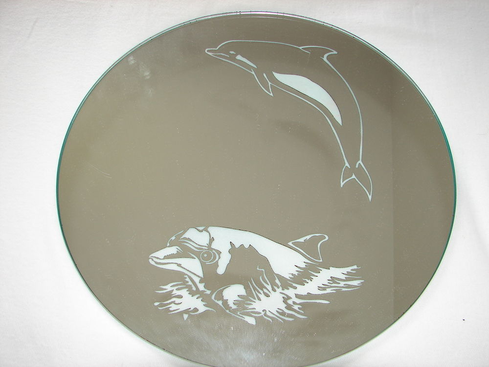 Miroir rond decor dauphins Décoration