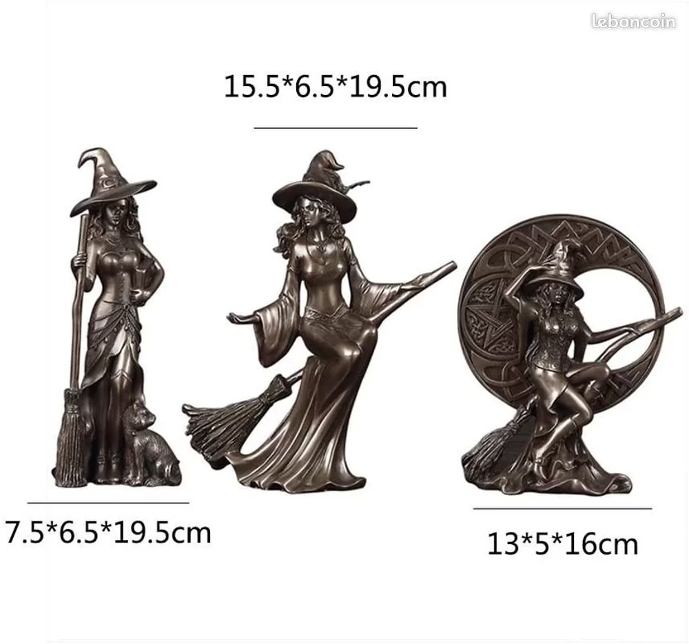 Figurine R&eacute;sine Statue 3 Sorci&egrave;res D�coration