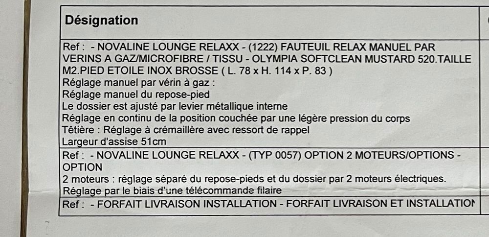 Fauteuil de relaxation &eacute;lectrique Novaline, couleur moutarde Meubles