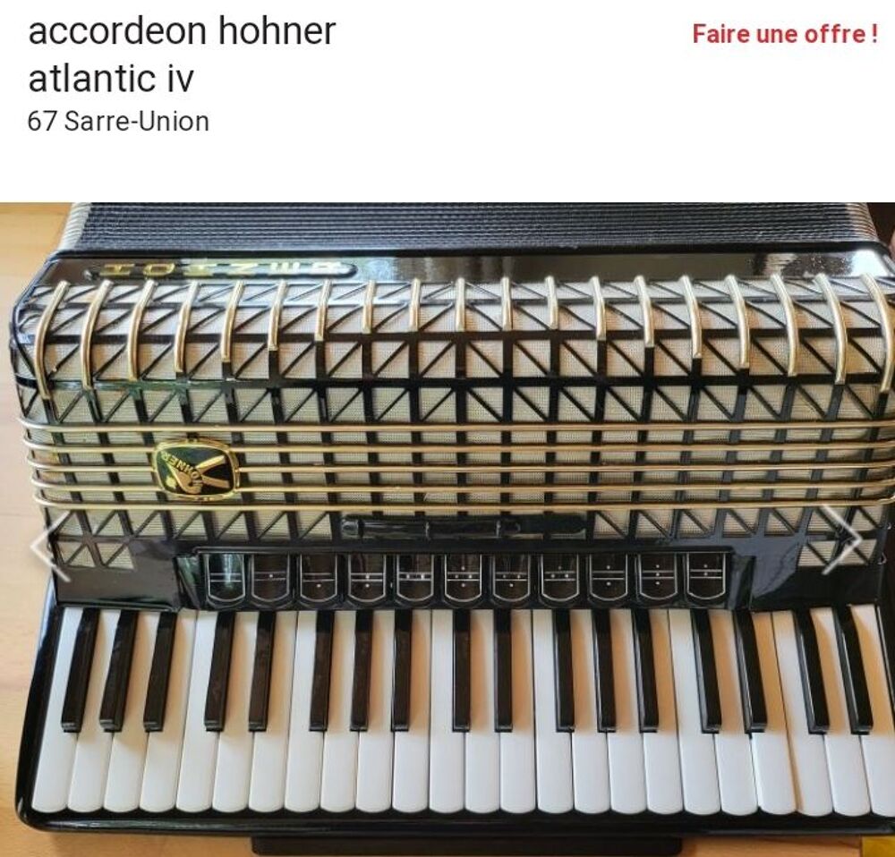 Accord&eacute;on 120 basses Hohner touches piano Instruments de musique