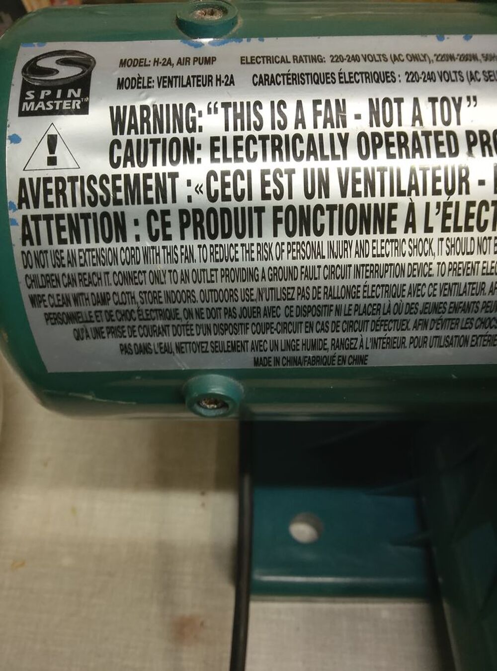 Souffleur / ventilateur pour structure gonflable Bricolage