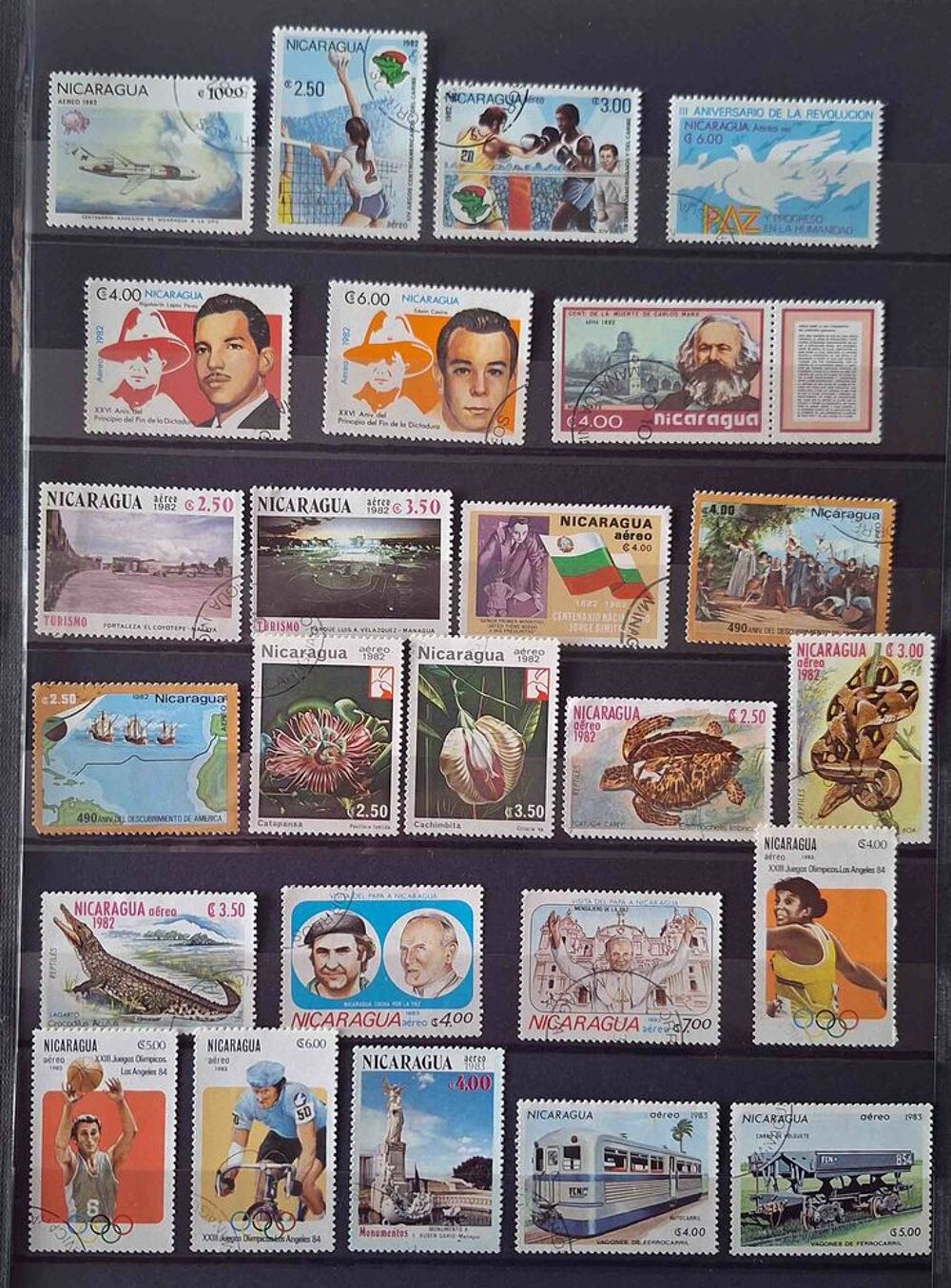 S&eacute;rie de timbres de collection du Nicaraga (bis) 