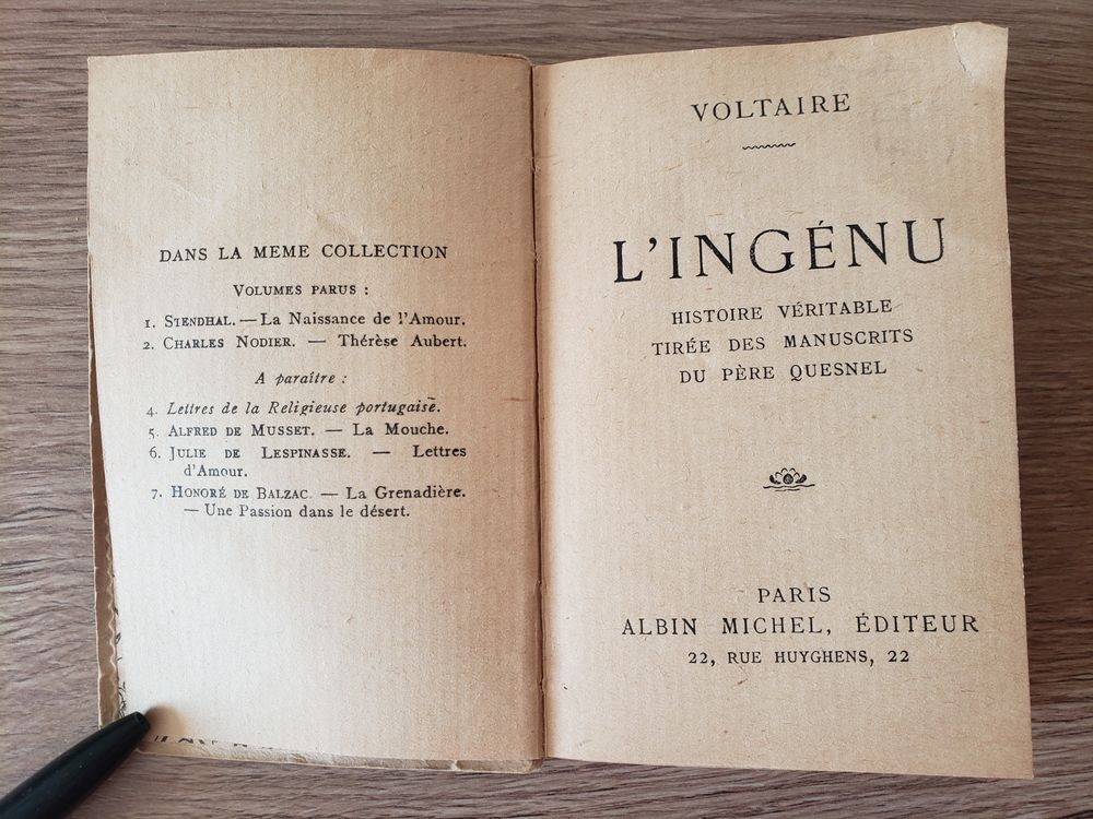 L'Ingenu VOLTAIRE (1922) Collection des Dames - Albin Michel Livres et BD