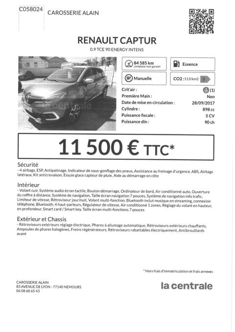 Renault Captur 2017 occasion Nemours 77140