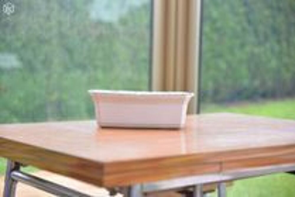 Terrine en gr&egrave;s blanche avec un motif sur dessus Décoration